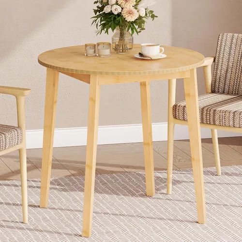 Miniatura 10 de HOOBRO Mesa de Comedor de Bambú, Mesa de Comedor Redonda para 2, Mesa de Cocina de 27.5" para Espacios Pequeños, Mesa de Escribir, Fácil de Montar