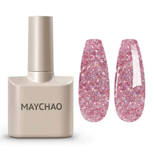 Miniatura 82 de MAYCHAO Esmalte de uñas de gel rosa intenso de 0.5 onzas líquidas, 1 unidad de esmalte de gel rosa brillante, esmalte de uñas que se absorbe con luz