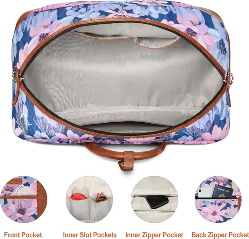 Miniatura 28 de IBFUN Bolsas de fin de semana para mujer, bolsa grande de lona para viaje, bolsa de viaje con compartimento para zapatos, 21 pulgadas, juego de 3