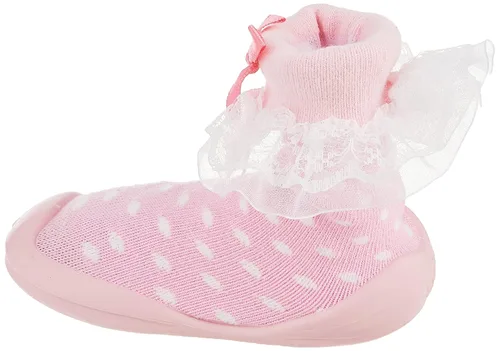 Miniatura 7 de Nuby Snekz - Zapatos cómodos de suela de goma para primeros pasos, lunares rosados, talla S, 7-14 meses