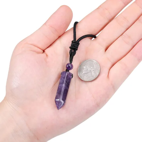 Miniatura 5 de Top Plaza Collares de piedra de cristal curativo para hombres collares con colgante hexagonal cuerda trenzada ajustable collar de piedras preciosas