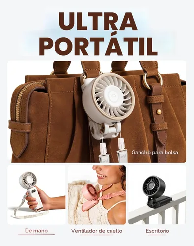 Miniatura 5 de Diveblues Ventilador turbo portátil, ventilador de mano de 100 velocidades con fuerte flujo de aire, ventilador personal plegable 4 en 1 para Paseo
