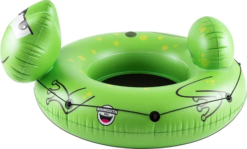 Miniatura 8 de BigMouth Inc Tubo grande de rana con asiento de malla, balsa de vinilo resistente para deriva de vías fluviales, portavasos integrado y cuerda