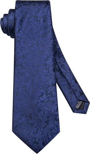 Miniatura 45 de Hi-Tie Corbatas de seda para hombre, diseño de cachemira a rayas, con bolsillo, gemelos cuadrados, conjunto formal de negocios