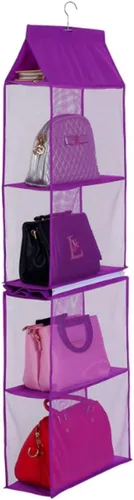 Miniatura 4 de Bolsa organizadora desprendible con 6 compartimientos para colgar, organizador de carteras, bolsas, almacenador soporte para armario, closet, Morado