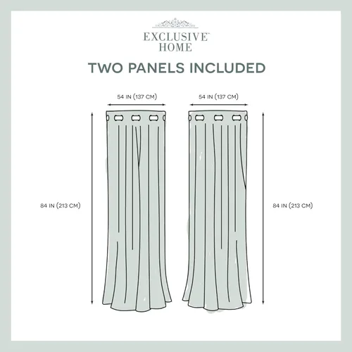 Miniatura 6 de Par de paneles de cortinas Exclusive Home Chateau a rayas de seda sintética con ojales en la parte superior, 54 x 84 pulgadas, Azul Verde Verde