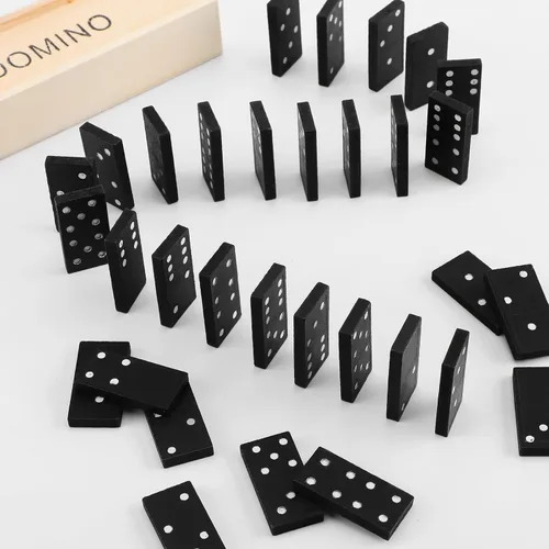 Miniatura 3 de Hungdao Juego de 24 mini dominó para niños y adultos, 6 dominó dobles a granel, 28 azulejos de madera, juegos de mesa tradicionales de madera, doble