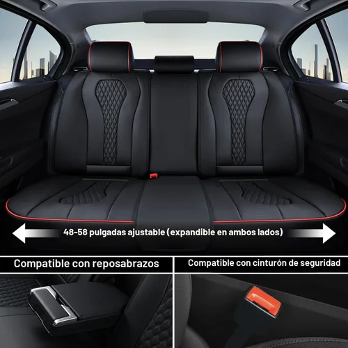 Miniatura 3 de Coverado - Fundas para asientos de auto, negras impermeables delanteras y traseras, juego completo, cojín de asiento, protector de asiento, ajuste