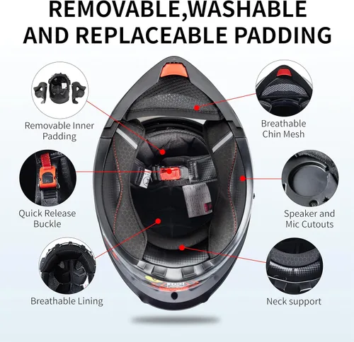 Miniatura 2 de Casco integral para hombres y mujeres adultos con protector solar ahumado B negro mate