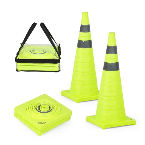 Miniatura 26 de BATTIFE [Paquete de 2] Conos de seguridad de tráfico plegables de 36 pulgadas, conos naranjas, conos emergentes multiusos con collar reflectante