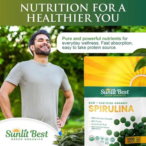 Miniatura 6 de Sunlit Best Spirulina Tablets – Tabletas orgánicas de espirulina USDA Premium 1000 unidades – Espirulinas naturales explosión orgánica para apoyo