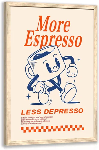 Miniatura 15 de Cyebmo Arte de Pared Retro Enmarcado de Café, Decoración de Pared de Taza de Café y Planta, Pintura en Lienzo de Acuarela de Café, Póster