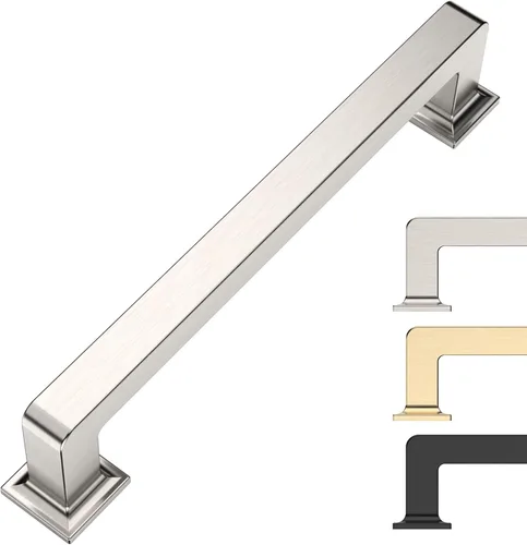 Miniatura 40 de 9BUILD Paquete de 6 pomos de latón cepillado de 1.2 pulgadas para gabinetes, pomos dorados para cajones, perillas cuadradas para gabinetes