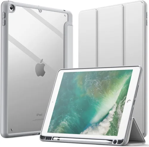 Miniatura 8 de JETech Funda para iPad de 9.7 pulgadas (6ª/5ª generación, 2018/2017) con soporte para lápices, carcasa trasera transparente transparente, soporte