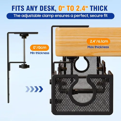 Miniatura 4 de Organizador de cables, bandeja de gestión de cables debajo del escritorio de 25.2 pulgadas, organizador de cables con diseño de abrazadera sin