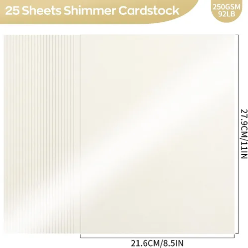 Miniatura 2 de 25 hojas de cartulina color crema brillante de 8.5 x 11 pulgadas, papel de impresora pesado de 92 libras para invitaciones de boda, manualidades