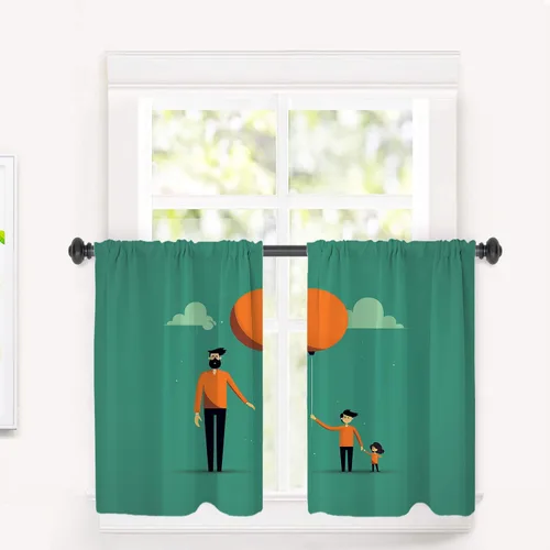 Miniatura 230 de Cortinas opacas de poliéster multicapa para cafetería, con diseño de diamantes, 2 unidades, 26 x 24 pulgadas