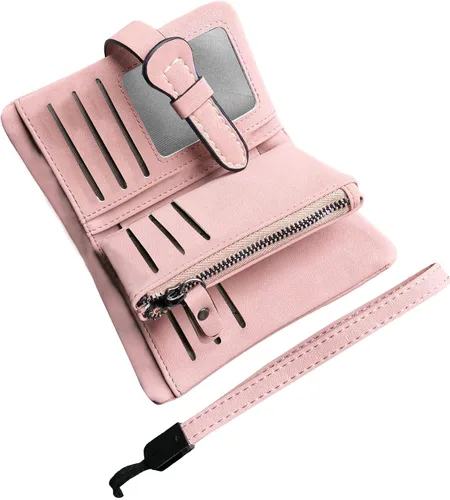 Miniatura 20 de AOXONEL Women's Small Bifold Leather wallet Rfid blocking Ladies Wristlet with Card holder id window Coin Purse