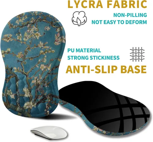 Miniatura 5 de Hokafenle Alfombrilla ergonómica para mouse con soporte de muñeca, reposamuñecas para aliviar el dolor en el túnel carpiano, con espuma KM14-Flor