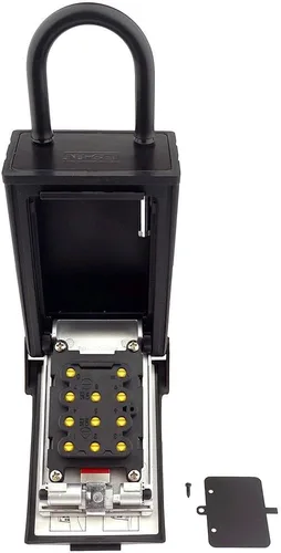 Miniatura 2 de NU-SET 2080-3 Caja de seguridad con combinación de botón para guardar llaves/tarjetas con grillete para colgar, color negro