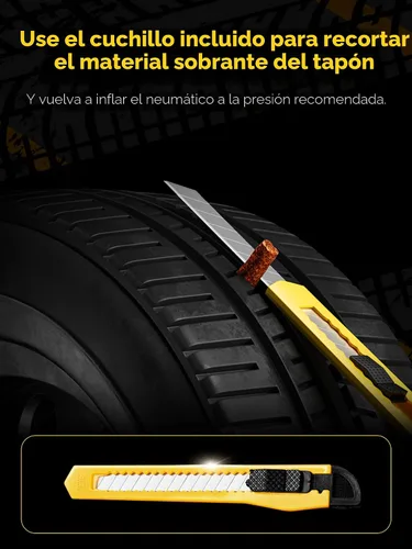 Miniatura 5 de Juego de reparación de neumáticos Autown con tapones para arreglar pinchazos y tapar llantas con facilidad - Kit de reparación de neumáticos