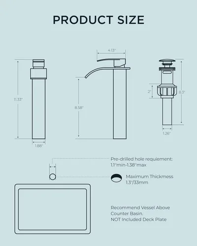 Miniatura 4 de FORIOUS Grifos de lavabo de baño en cascada con desagüe emergente de metal y manguera cUPC libre de plomo, grifo de baño alto cromado de una sola