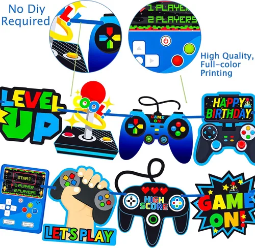 Miniatura 4 de 3 unidades de controlador de videojuegos, decoración de fiesta de video, decoración de cumpleaños para niños y niños, suministros de fiesta