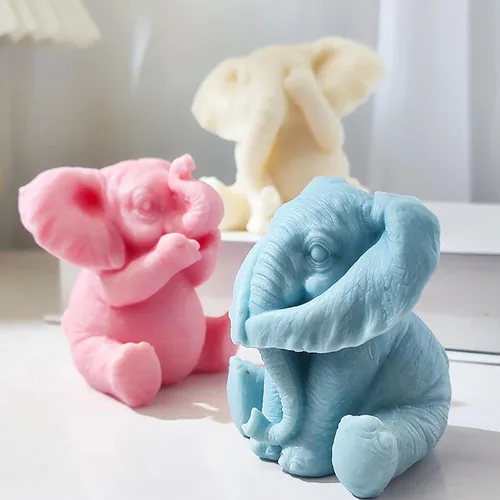 Miniatura 3 de Molde de fundición de resina de elefante, molde de silicona animal para fabricación de velas y decoración del hogar Emr-Elephant-Hold-Hand