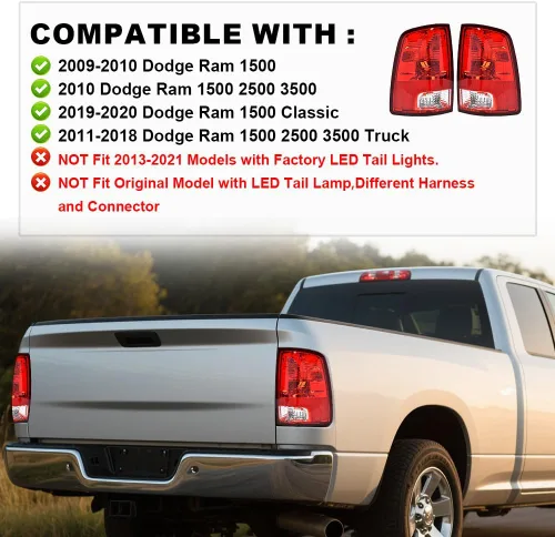 Miniatura 2 de GRAND ORANGE Conjunto de luces traseras para Dodge Ram 1500 2009-2018; compatible con Dodge Ram 2500 2010-2018, luces traseras del lado