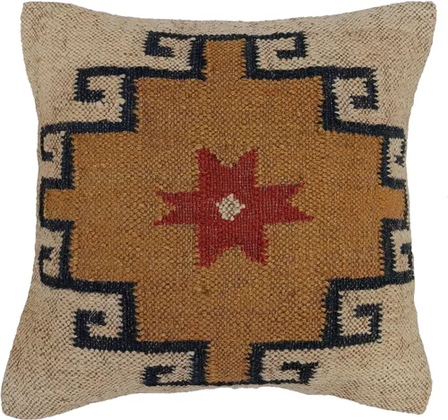 Miniatura 8 de Trade Star Funda de cojín hecha a mano, 70% yute, 30% lana, funda de almohada kilim vintage, 18 x 18 pulgadas, funda de cojín cuadrada altamente