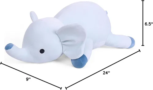 Miniatura 8 de WeBingo Animales de peluche de elefante con peso de 24 pulgadas, 4.2 libras, felpa azul con peso para niños, adultos, niños y niñas, lindo juguete