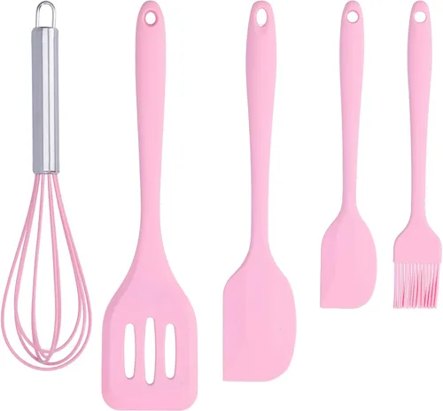 Juego de utensilios de cocina de silicona, juego de espátulas de silicona antiadherentes resistentes al calor, incluye batidor de huevos, pala de