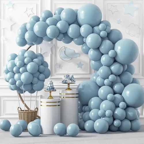 Miniatura 8 de Rubfac - Globos azul rey, 129 unidades, diferentes tamaños, 18, 12, 10 y 5 pulgadas para arco de guirnalda, decoración de cumpleaños azul, baby Azul