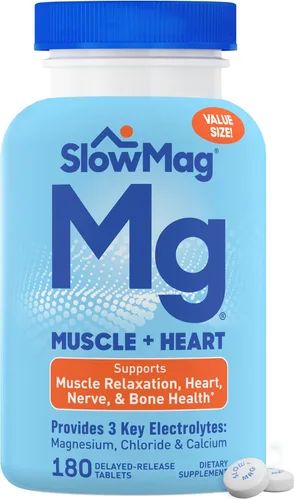 Miniatura 11 de SlowMag - Suplemento de cloruro de magnesio para músculos y corazón con calcio, 180 unidades, apoya la relajación muscular, la salud del corazón