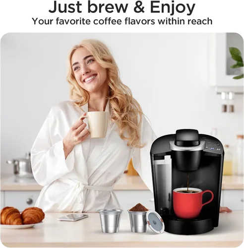 Miniatura 6 de K-Cups reutilizables para Keurig, cápsulas de café recargables de acero inoxidable, filtro de café reutilizable de metal para K-Express K-Mini