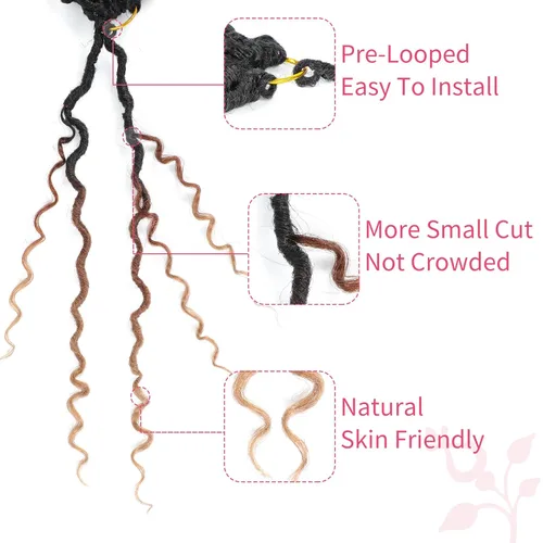 Miniatura 48 de Alicoco Goddess Locs Cabello de Ganchillo 12 Pulgadas 8 Paquetes Rastas Sintéticas de Ganchillo Para Mujeres Rastas Suaves Boho Pre-enrolladas River