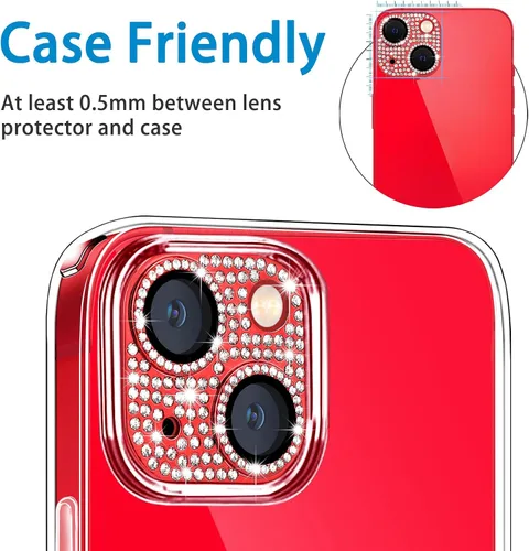 Miniatura 84 de Protector de lente de cámara diseñado para iPhone 12 Pro Max, con diamantes de imitación 3D con diamantes de imitación 9H, vidrio templado, Rosado