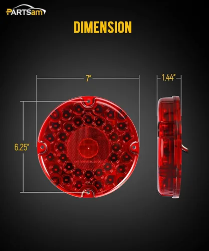 Miniatura 7 de Partsam 2 luces traseras redondas de tránsito de 7 pulgadas, color rojo, 36 LED, luz LED roja de 7 pulgadas, luz trasera de camión STT, luces