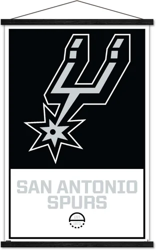 Trends International NBA San Antonio Spurs - Póster de pared con logotipo 21, 22.375 x 34 pulgadas, paquete de impresión y colgador negro Imprimir y