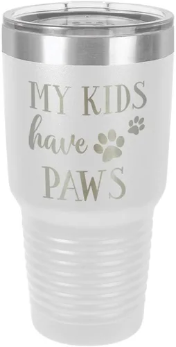 Miniatura 18 de Vaso grabado con texto en inglés "MY KIDS HAVE PAWS Engraved 30oz de acero con recubrimiento de polvo grabado con láser" taza de viaje de camello