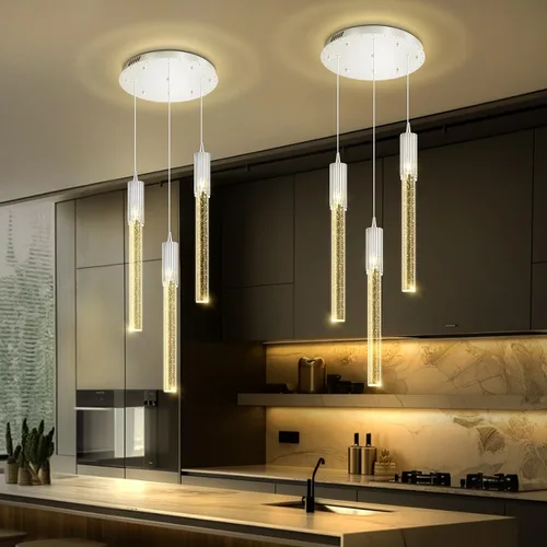 Miniatura 34 de Flashing God Candelabro LED moderno, 10 luces negras regulables, lámpara colgante con control remoto de techo alto para escalera, sala de estar