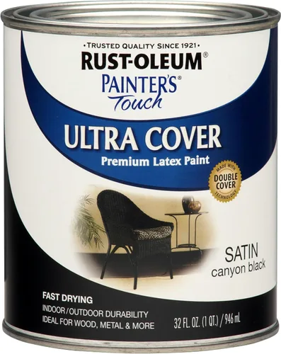 Miniatura 21 de Rust-Oleum Brush On Paint 224430T Painter's Touch - Pintura de látex, cuarto de galón, imprimación blanca plana acrílica, 32 onzas líquidas