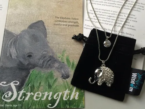 Miniatura 4 de Smiling Wisdom - Conjunto de regalo de collar y tarjeta de felicitación de elefante animal - Mujer - (Elefante de 2 hilos), Papel, aleación de zinc