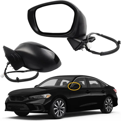 Dasbecan Espejo lateral izquierdo del conductor compatible con Honda Civic 2022-2025 con cristal eléctrico, plegable manual, combina con Crystal