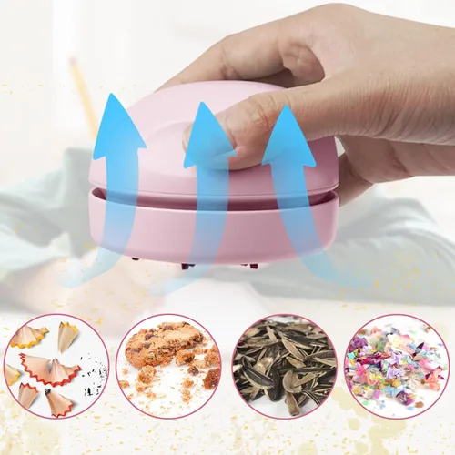 Miniatura 4 de prowithlin Aspiradora de escritorio portátil, carga USB, rosa, la mejor para limpiar polvo, migas, piano, ordenador, coche, etc.