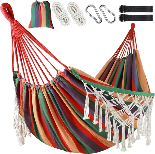 Miniatura 9 de Hamaca portátil interior al aire libre, cama colgante de relajación de camping (negro)