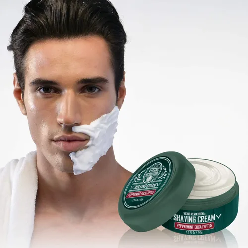 Miniatura 2 de Crema de afeitar de lujo con aroma a menta y eucalipto - Jabón de afeitar suave, sedoso y sedoso - Espuma rica para el afeitado más suave - 5.3 oz