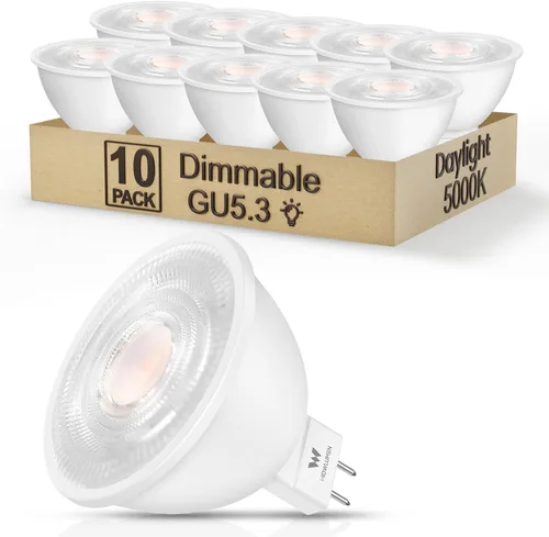 Miniatura 11 de Bombilla LED MR16 regulable, 5 W (equivalente a 50 W) 2700 K blanco cálido, bombillas de base GU5.3, ángulo de haz de 40°, 12 V CA CC - sin Blanco