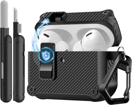 Miniatura 10 de TiMOVO Funda para Airpods Pro 3 (2025) con clip de bloqueo seguro, cubierta dura protectora automática de caída completa para Apple AirPod Pro de 3ª