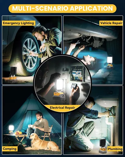 Miniatura 5 de Ecarke 2 PCS Luz de Trabajo LED Inalámbrica Compatible con DeWALT 20V: 70W 7000LM Linterna con USB y Puerto de Salida de Carga Tipo-C, Luz